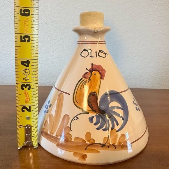 Vintage Giovanni Saldarelli Italy Ceramic Rooster Hand Painted Oil Carafe - Picture 7 of 7